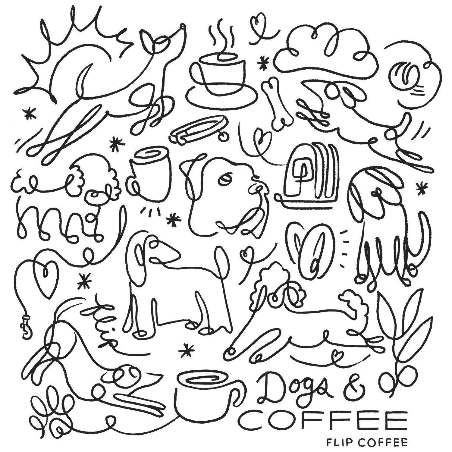 DOGS & COFFEE - Unisex t-shirt / Solid Dark