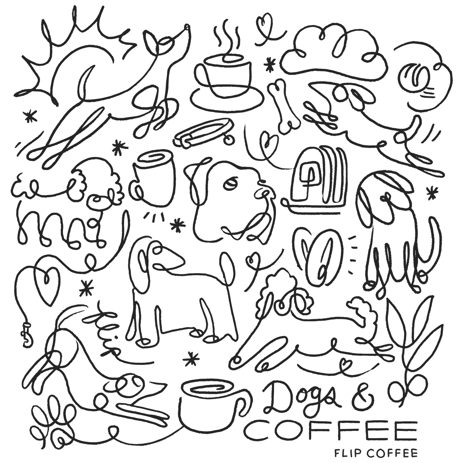 DOGS &amp; COFFEE- Unisex t-shirt / Solid Light