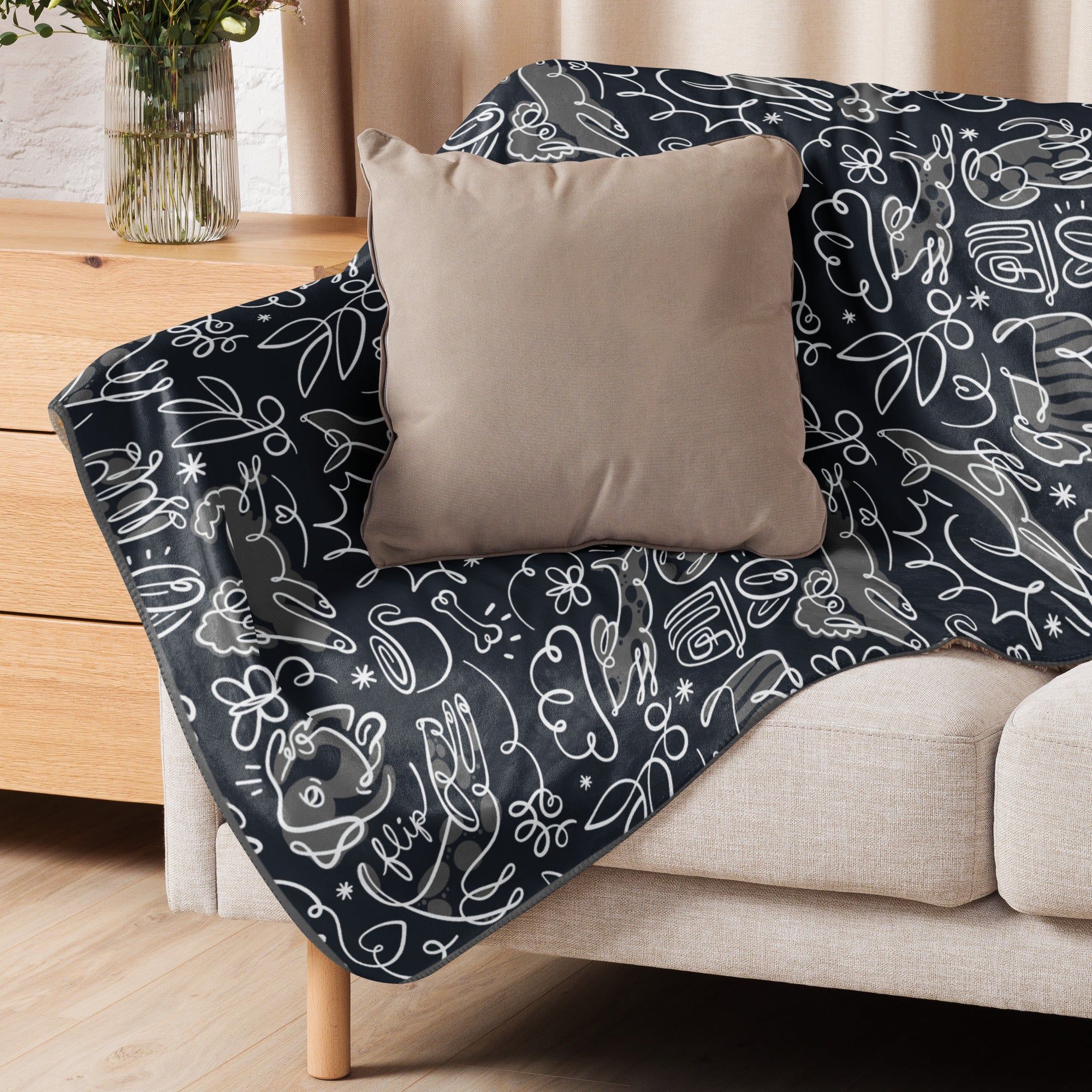 Flip Coffee Sherpa Blanket Black & Gray