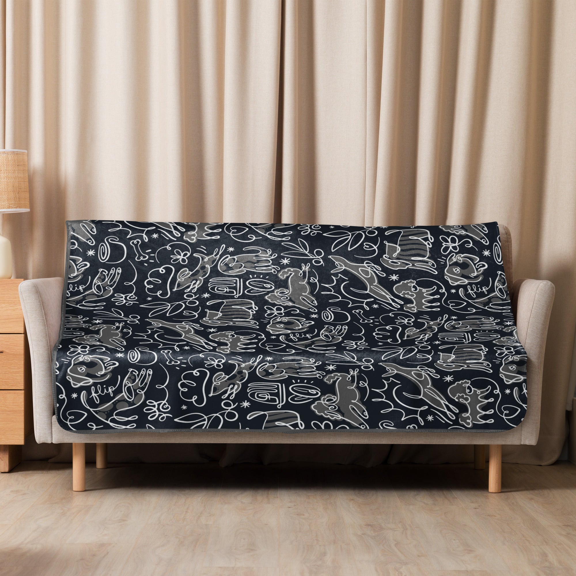 Flip Coffee Sherpa Blanket Black & Gray