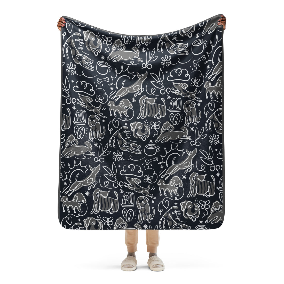 Flip Coffee Sherpa Blanket Black &amp; Gray