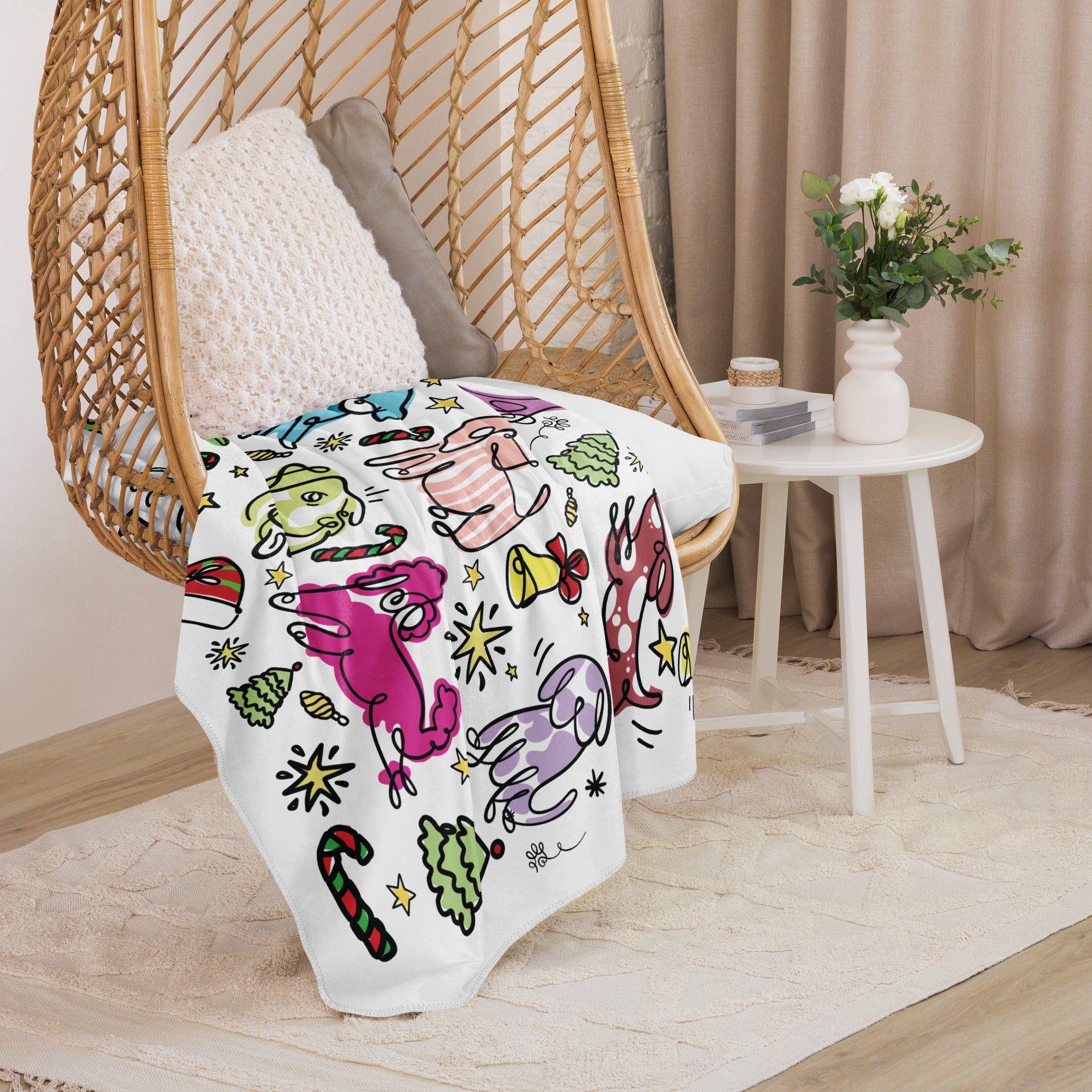 Flip Coffee Sherpa Blanket Holiday Edition - White